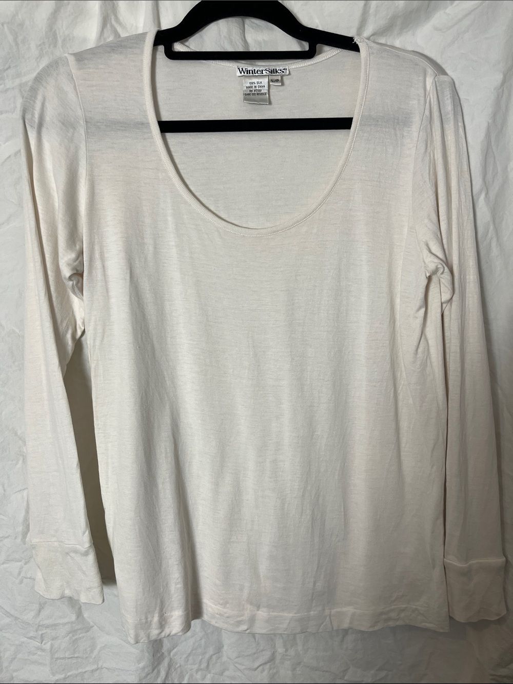 WinterSilks Long Sleeve Scoop Neck Top Size L/P